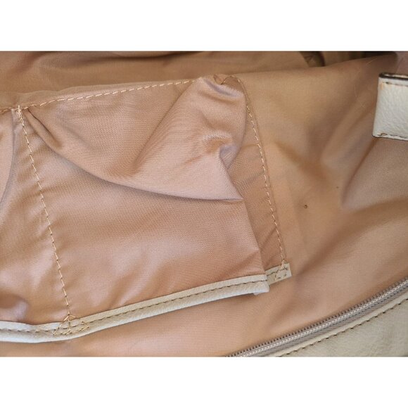 Nine West White Double handle Tote Cream Buckle Accents Pebbled Vegan Leather - Picture 12 of 15